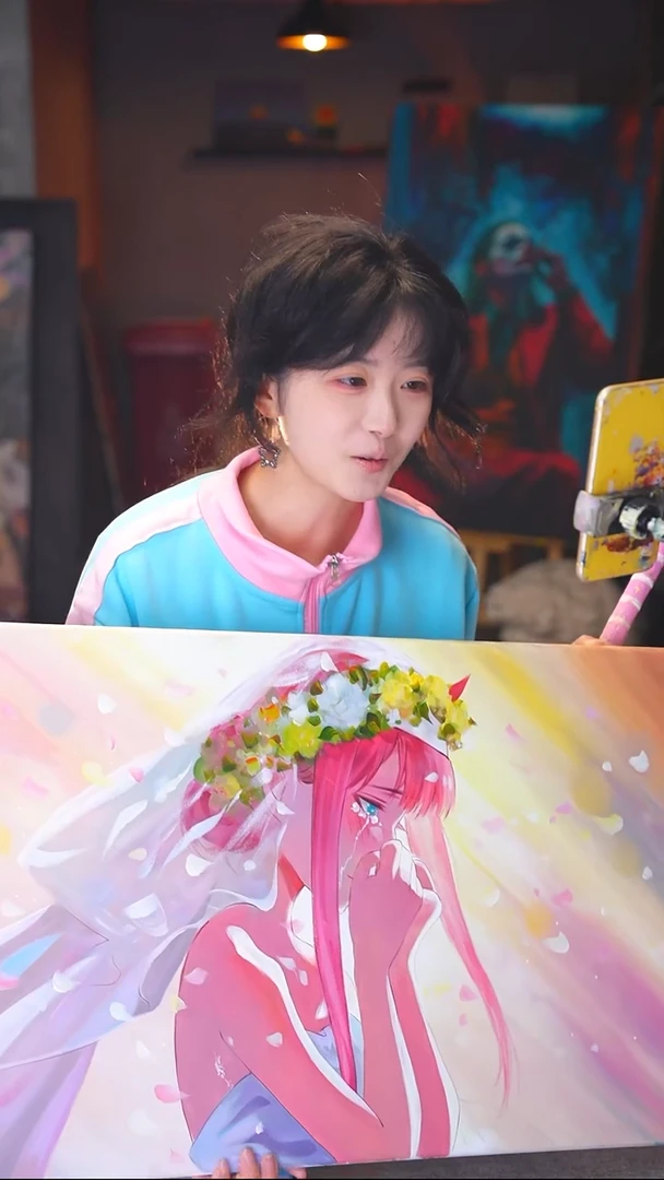 油画染*婚纱02丙烯画纯手绘