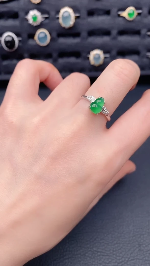 银S925镶嵌戒指翡翠天然a货翡翠141