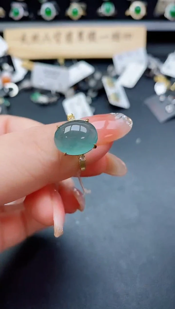 银S925镶嵌戒指翡翠1