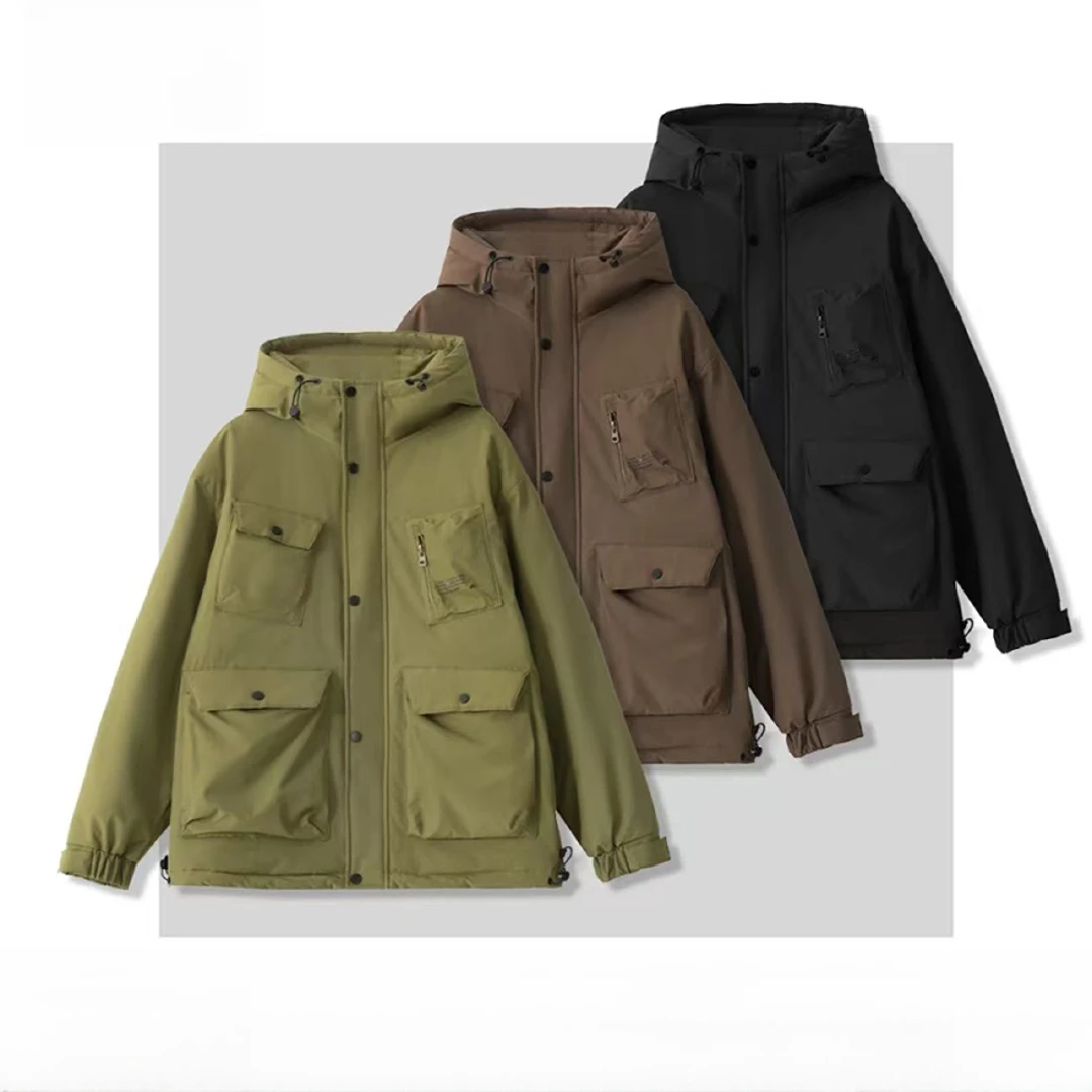 【大东服饰】冬季防风时尚高端保暖情侣款防水工装连帽羽绒服922