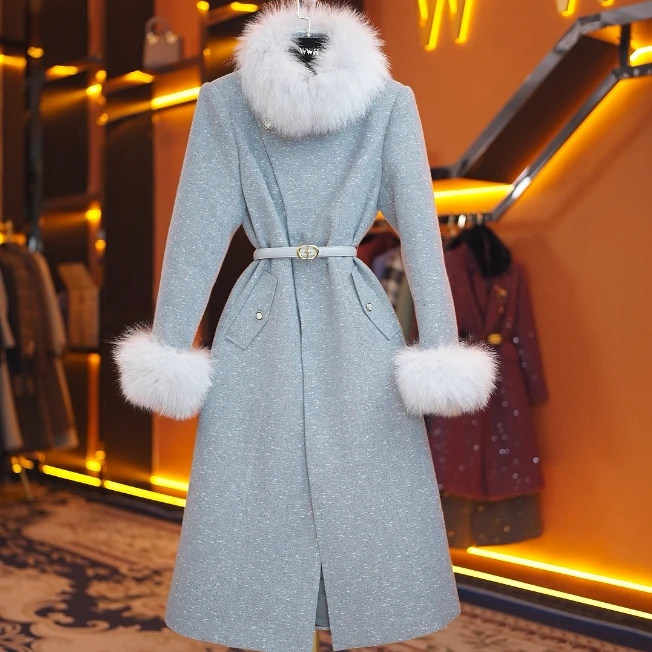 绵羊毛鹅绒服（毛领狐狸毛）英伦气质显瘦鹅绒服DHZFF407999