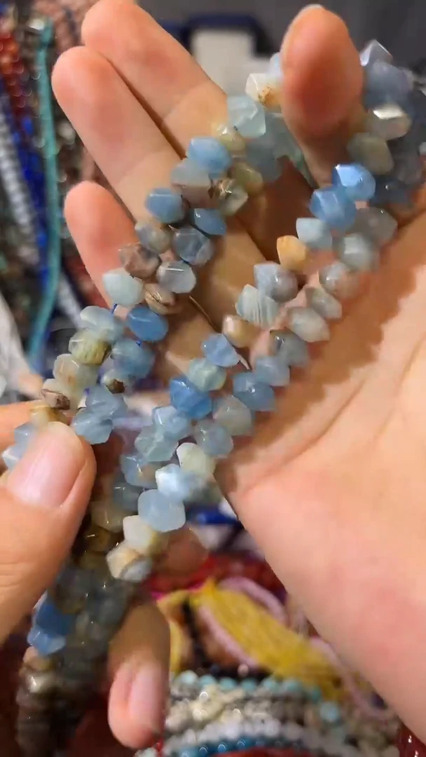 合金玛瑙/玉髓珠宝奇石蓝方解6*9mm