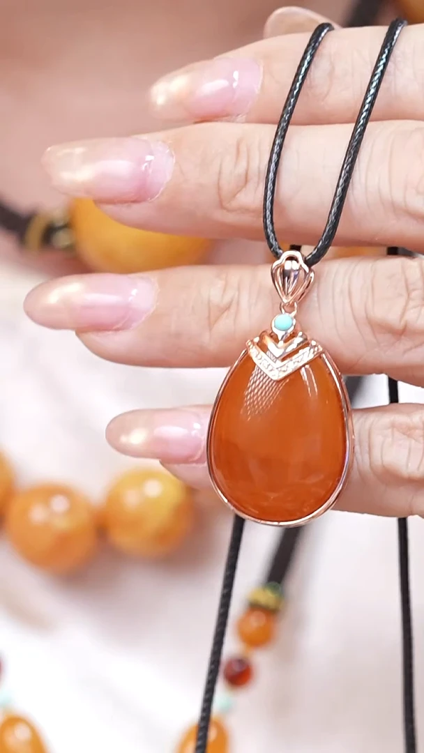 蜜蜡颈饰银S925镶嵌5598天然蜜蜡珠宝奇石云端妖孽全部保真