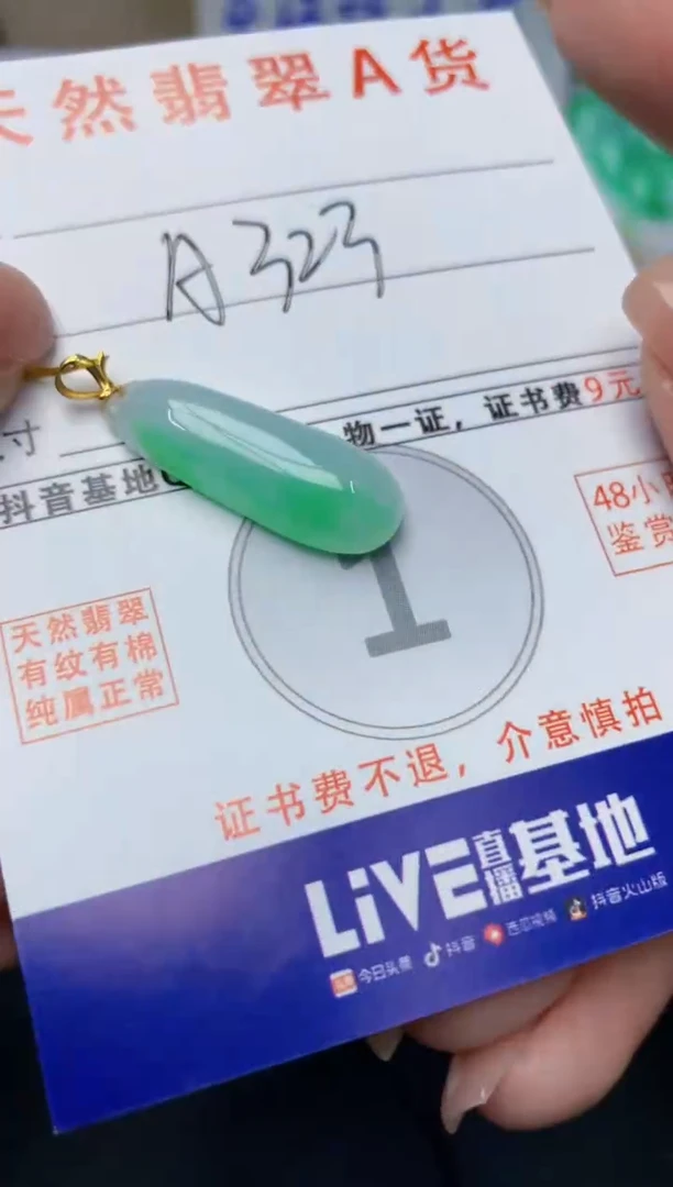 颈饰18K金镶嵌翡翠天然缅甸A货翡翠百元以上9元证书费自理