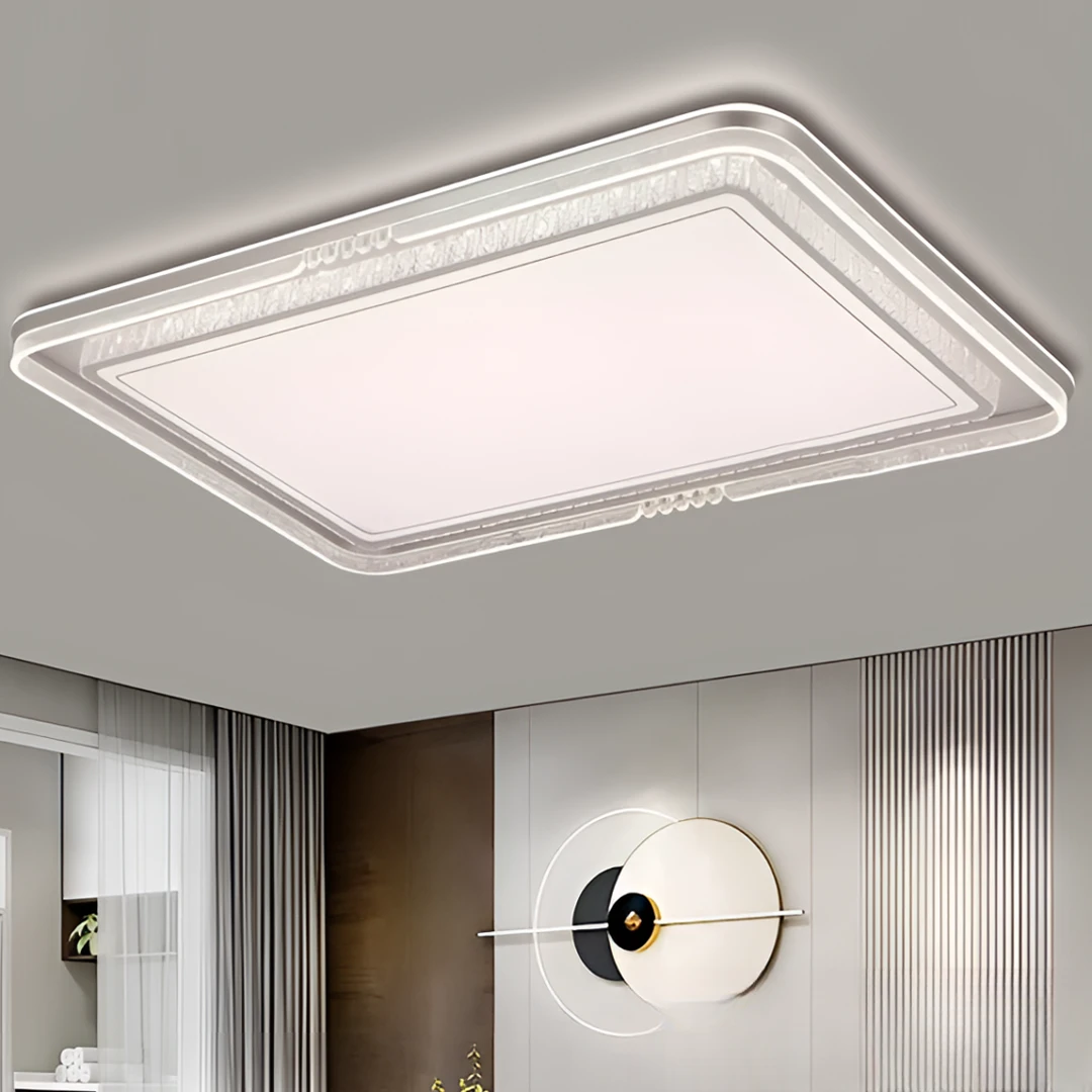 吸顶灯水晶中山轻奢简约大气家用北欧调光创意大厅长方形主卧房间