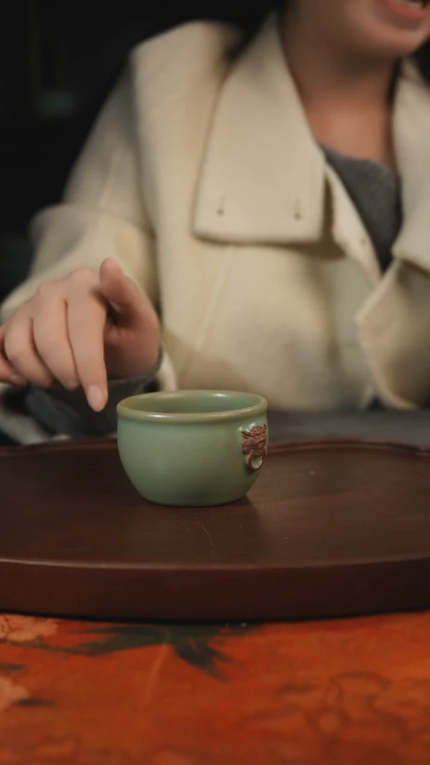 杯子瓷狮头缸杯 汝州原产地原矿仿古老釉