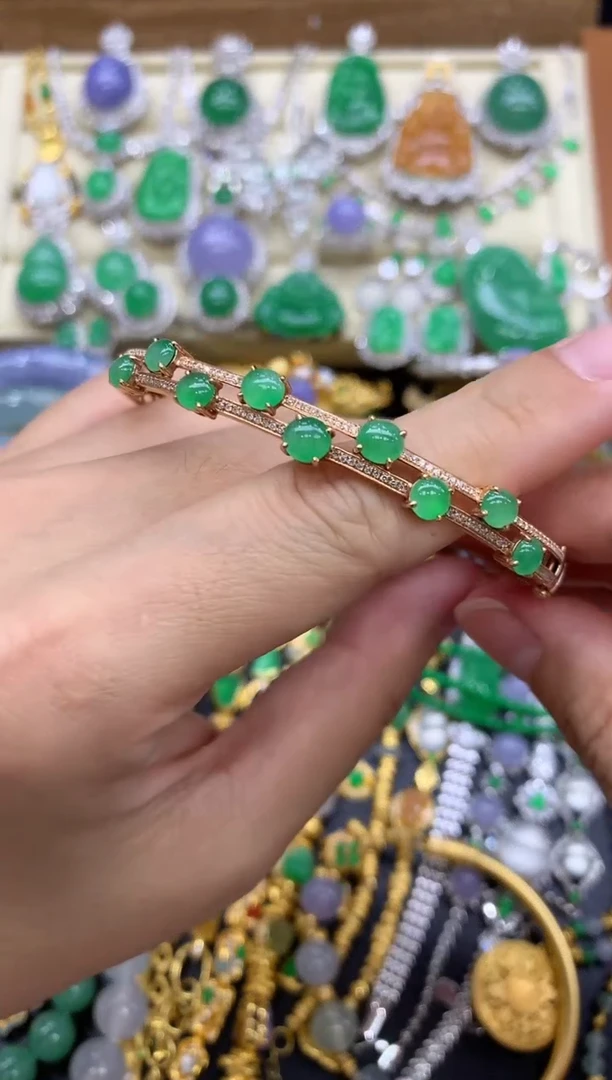 翡翠手镯18K金镶嵌472-中国好珍宝