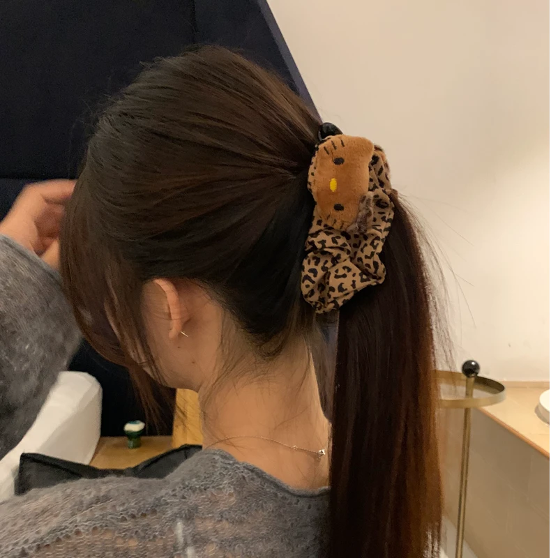 元气满满可爱豹纹黑皮kitty香蕉夹网红韩系ins风百搭可爱抓夹