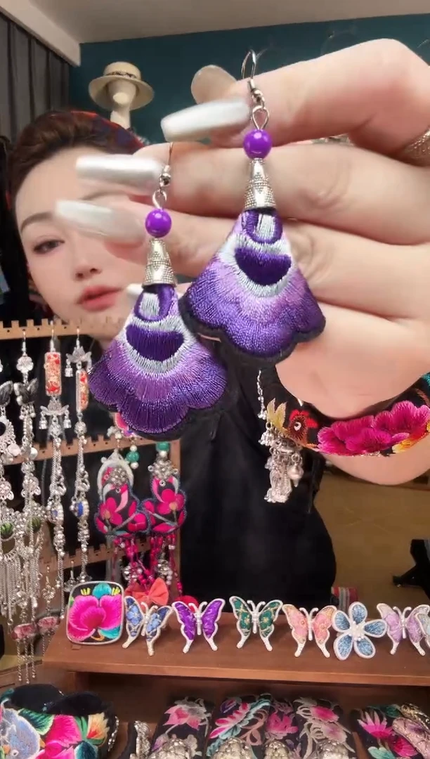 刺绣纯手工民族风刺绣耳环