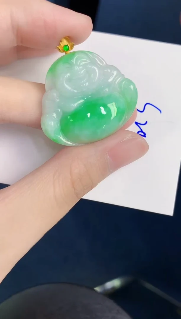 颈饰18K金镶嵌翡翠天然翡翠缅甸A货