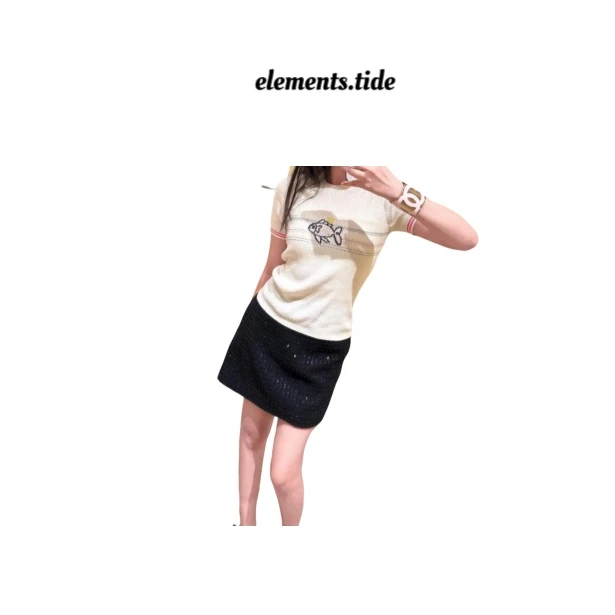 elements.tide 可爱甜美风25早春小鱼针织短袖