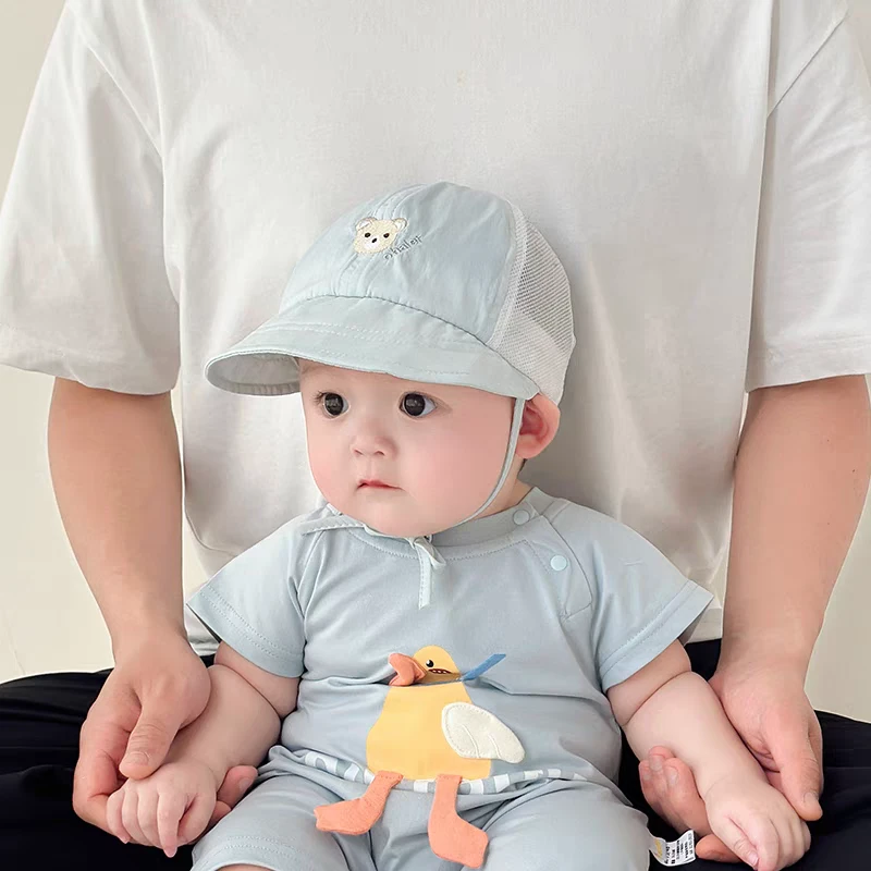 宝宝帽子春夏薄款速干透气鸭舌帽婴幼儿可爱大檐出游遮阳帽防晒帽