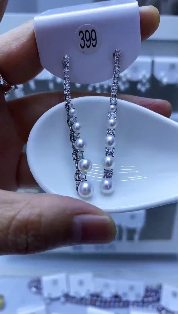 银S925镶嵌耳饰淡水珍珠399