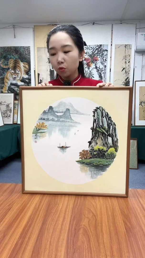 国画52*52实木画框顺丰包邮手绘