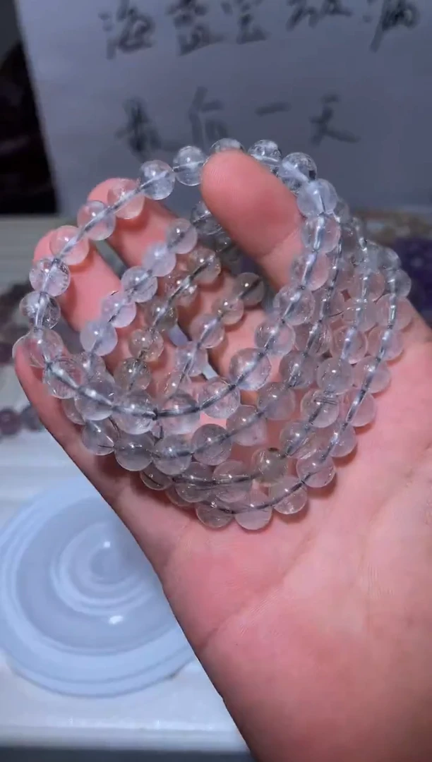 水晶手串未镶嵌L40-8mm魔鬼银发晶单圈-多样性发其一