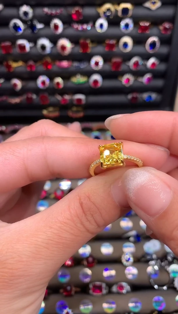 【闪购商品】水晶戒指银S925镶嵌黄水晶金