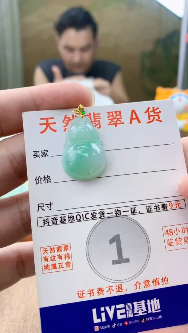 颈饰18K金镶嵌翡翠天然A货翡翠挂件