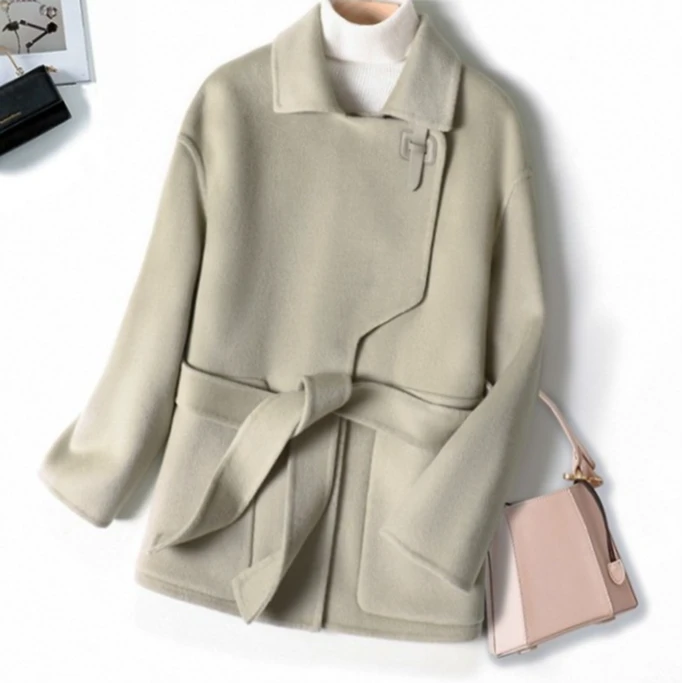 2025秋冬爱马家气质小众设计感双面呢大衣外套女 083