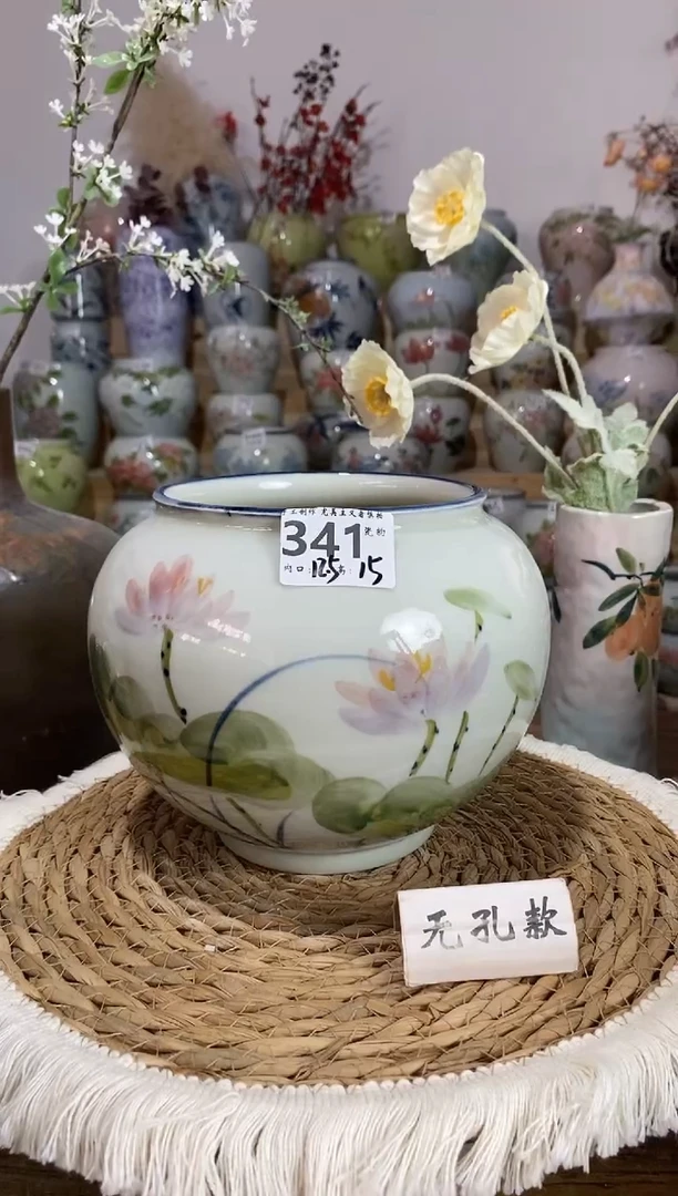 景德镇瓷韵手绘陶瓷花盆  341     手工制品 完美主义者慎拍