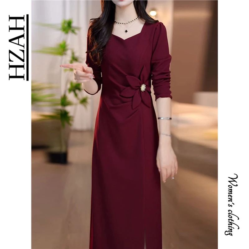 HZAH官方连衣裙2025秋冬季新款女轻奢高级感高端喜婆婆婚宴装礼服