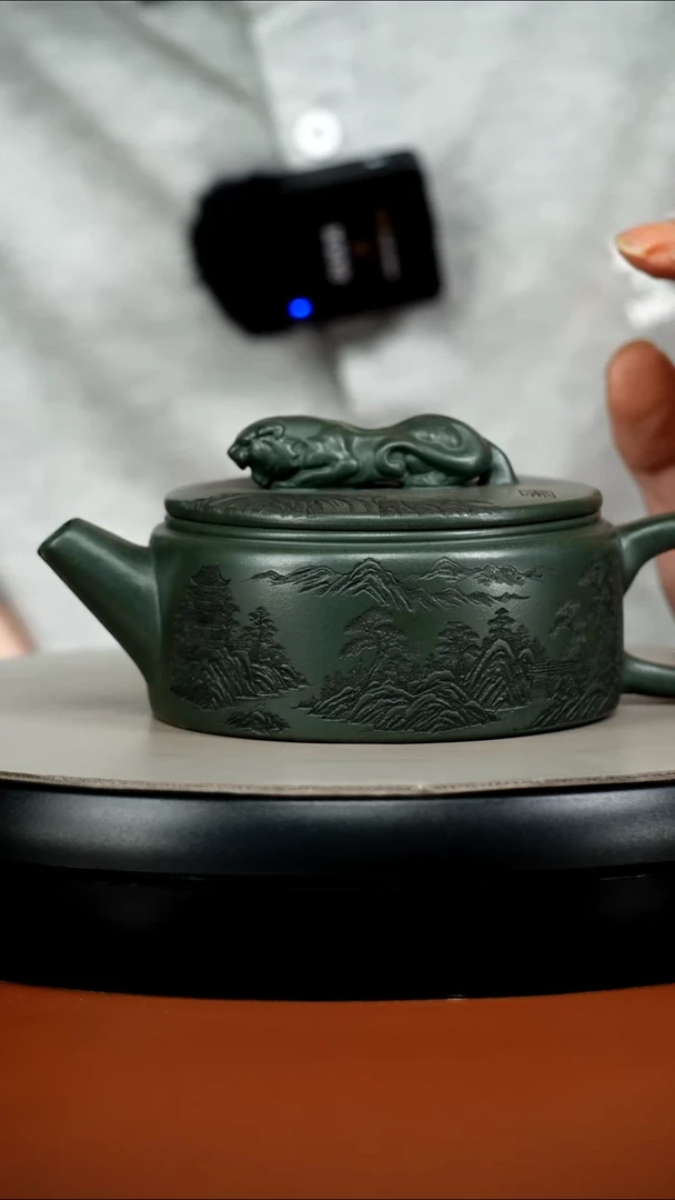 茶壶紫砂陈景明景舟绿泥卧虎藏龙汉瓦250CC