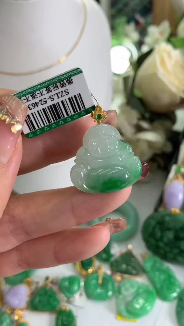 【闪购商品】翡翠吊坠(不含链)18K金镶嵌挂件