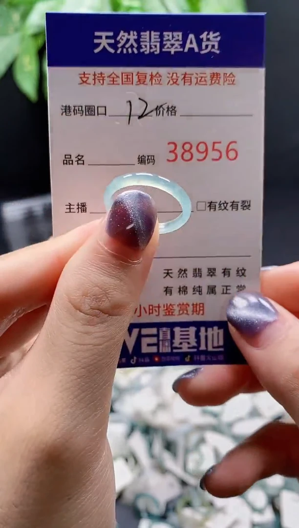 翡翠戒指未镶嵌 天然翡翠戒圈8956