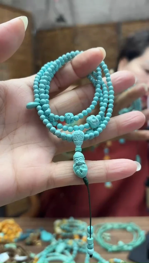 未镶嵌绿松石颈饰发一件设计款长链