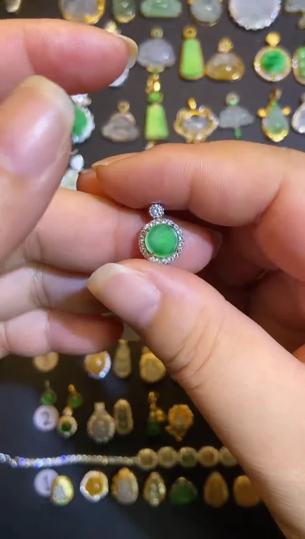 吊坠(不含链)银S925镶嵌翡翠1