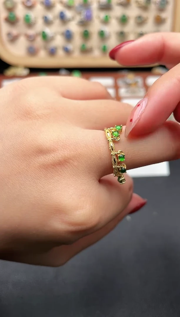 银S925镶嵌戒指翡翠一物一证一礼盒