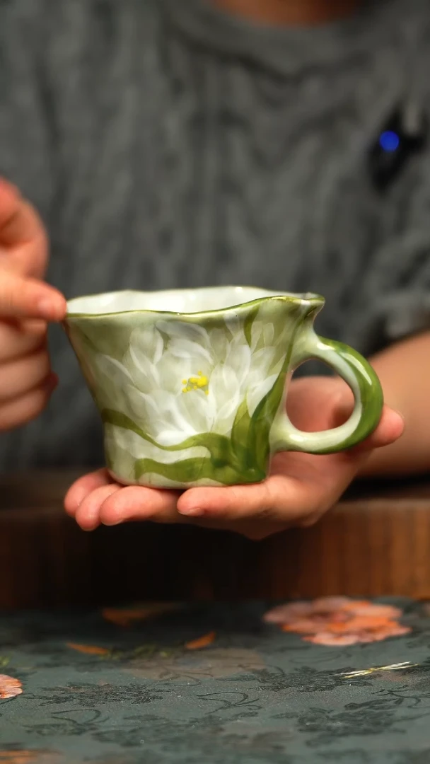 杯釉下彩手工手绘同款陶器