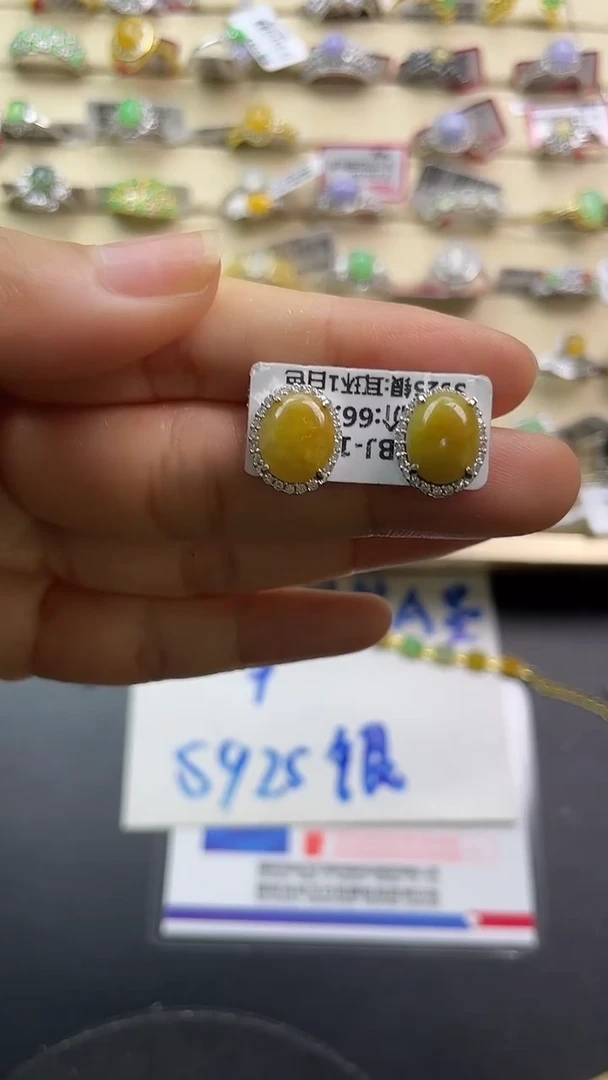 银S925镶嵌戒指翡翠翡翠 蛋面 银S925镶嵌