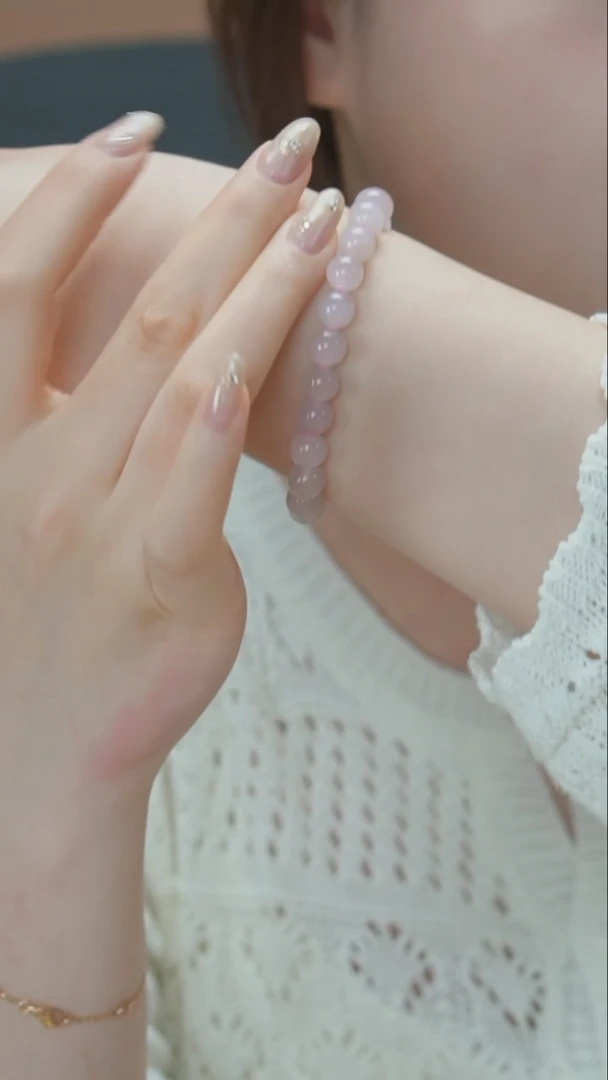 【闪购商品】和田玉颈饰未镶嵌藕粉珠串手链（卡8mm）