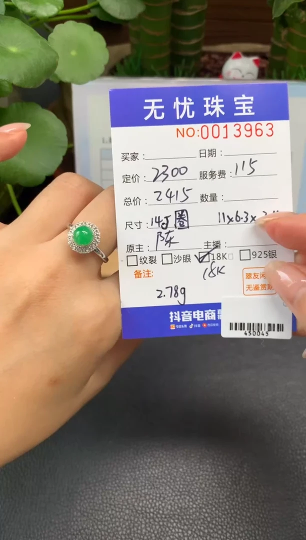18K金镶嵌定制翡翠三**常Z449