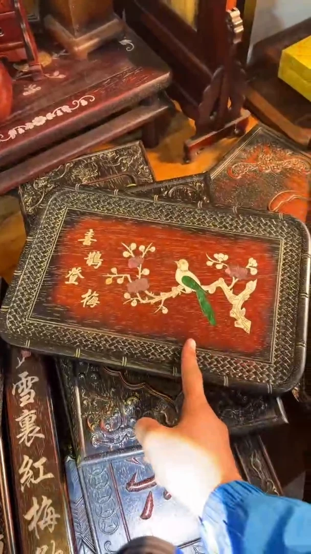 非洲紫檀（红花梨）赏盘36x24cm赏盘无底座
