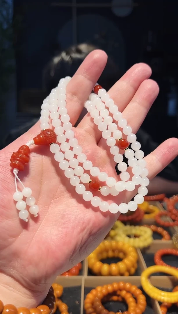 手串未镶嵌和田玉7+108圆珠多圈
