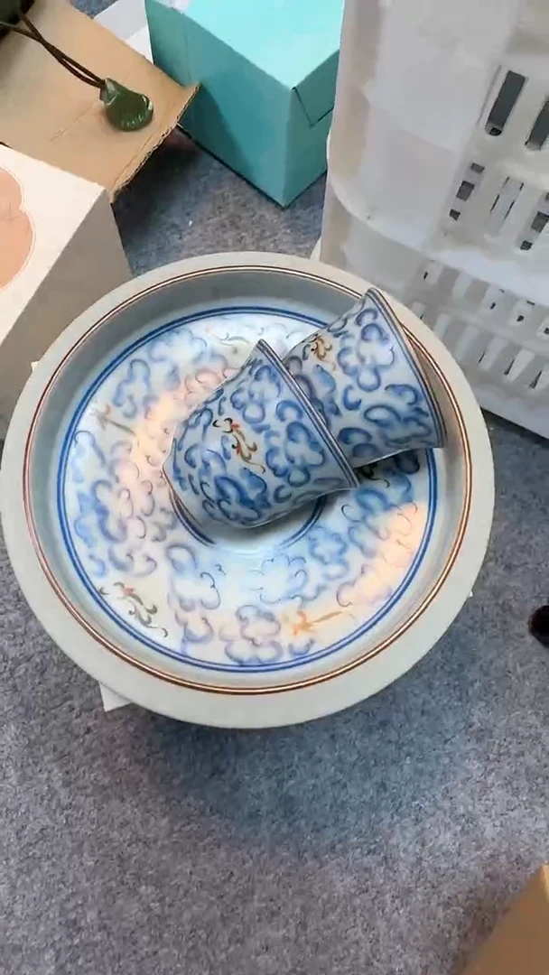 其他茶具茶具茶具花口祥云盖碗加二杯