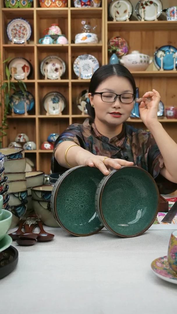 瓷片小可高温陶瓷餐具一组两只大碗16厘米