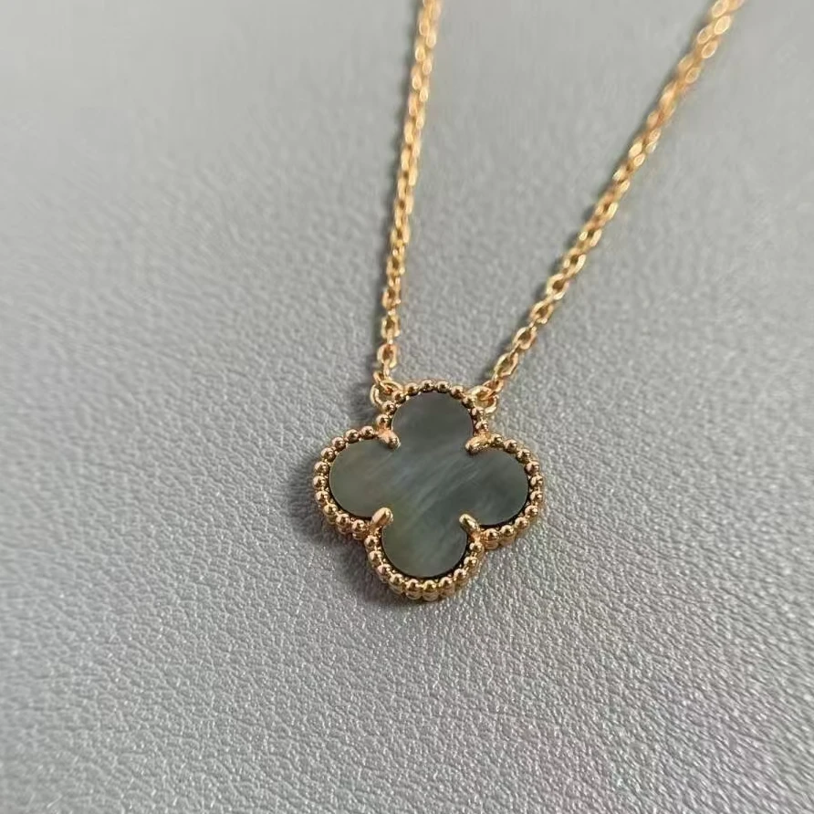 【直播福利】18K金灰贝灰色单花四叶草项链 RZ