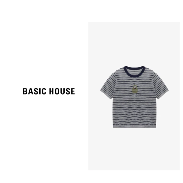 Basic House/百家好夏季纯欲慵懒风女装条纹针织衫-B0625B5X892