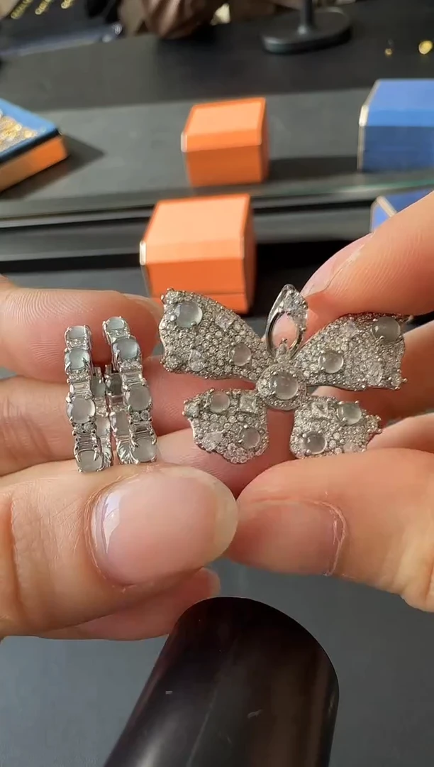 【闪购商品】翡翠耳饰银S925镶嵌套装