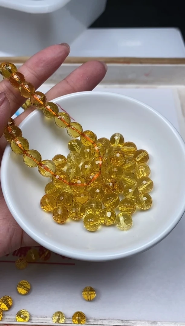 水晶珠宝半成品未镶嵌B997 黄水晶切面8mm10个15元