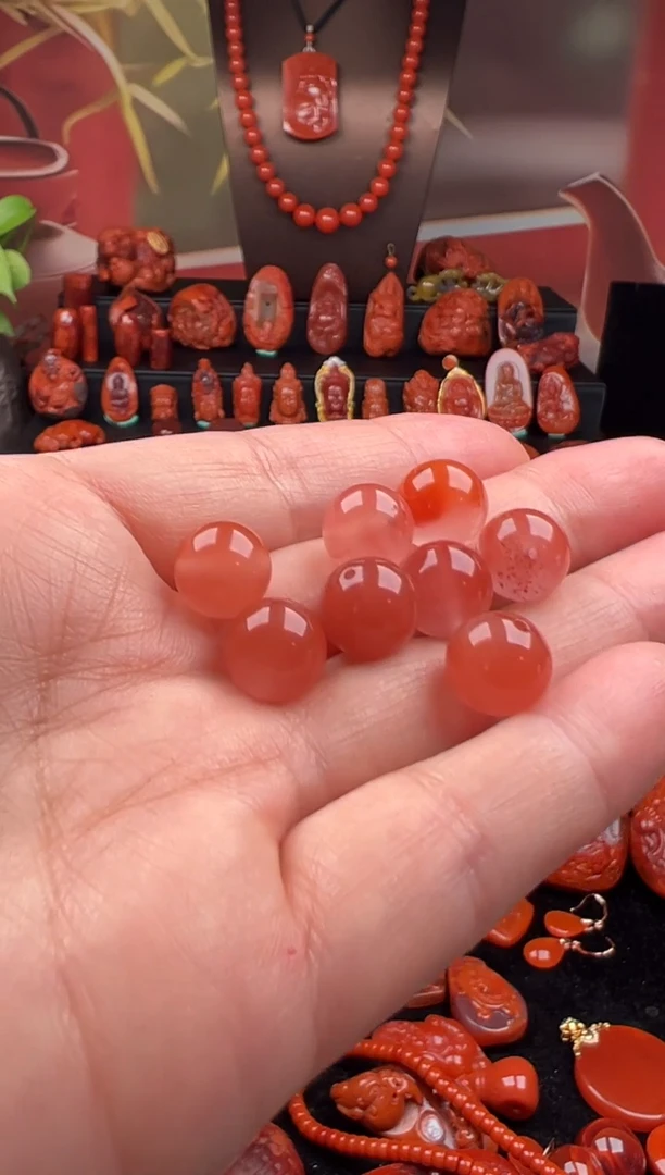 未镶嵌单珠南红玛瑙10mm樱桃红（多样性发其一）