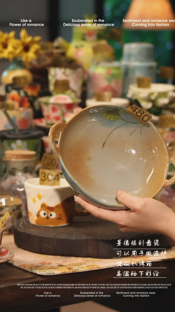 陶瓷景德镇高温釉下彩手工手绘款式