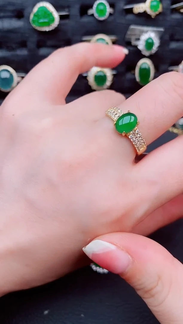 翡翠戒指银S925镶嵌天然a货翡翠528