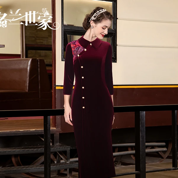 『巴黎玫瑰』高端轻奢妈妈礼服裙婚礼宴会生日红色连衣裙MQZ01A8076