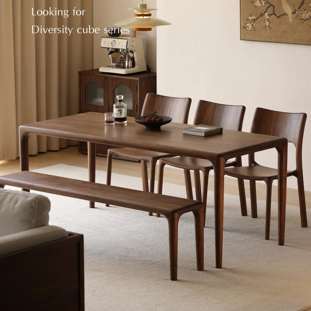 北美黑胡桃木餐桌全实木长方形吃饭桌子家用北欧原木家具书桌茶桌