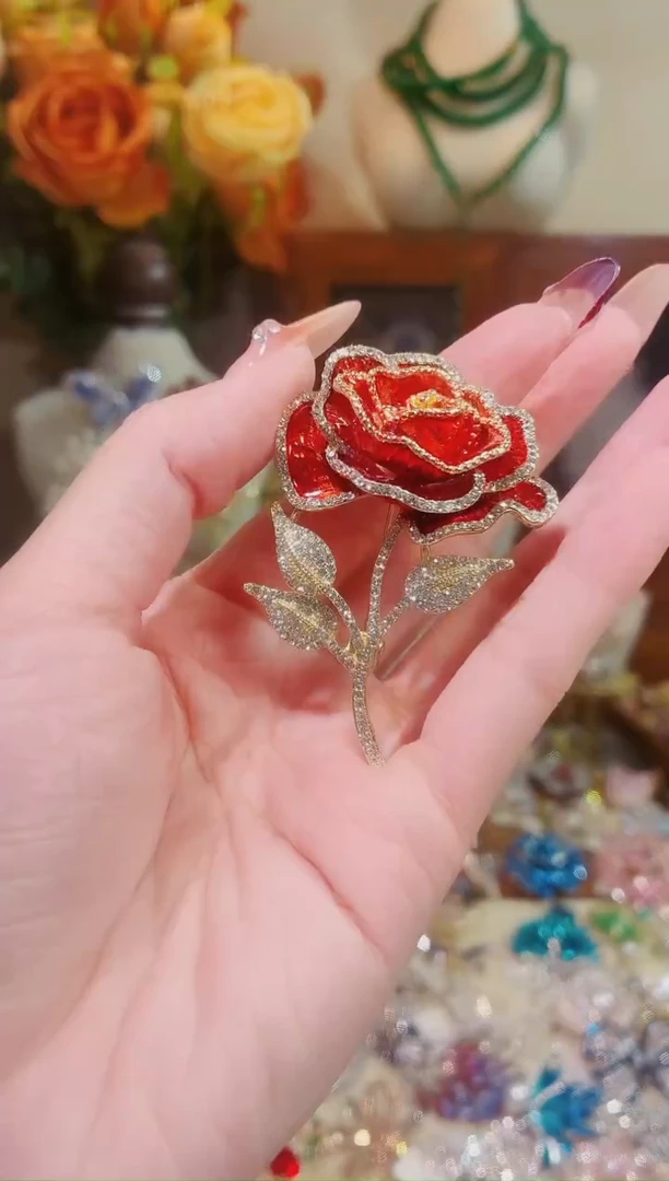 合成立方氧化锆铜合金红色玫瑰