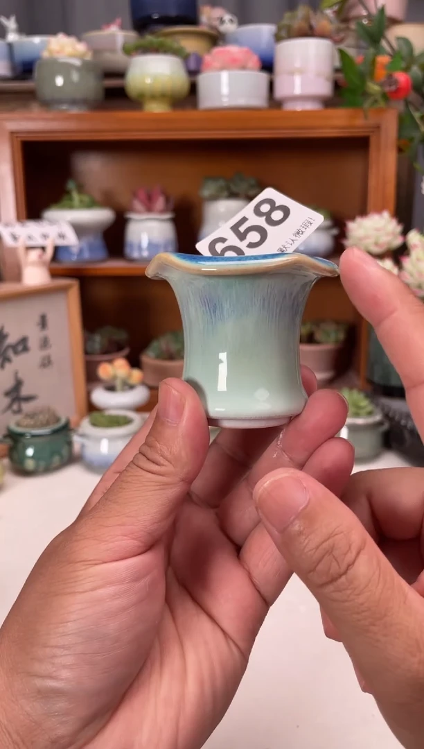 瓷片658知木花盆小芳