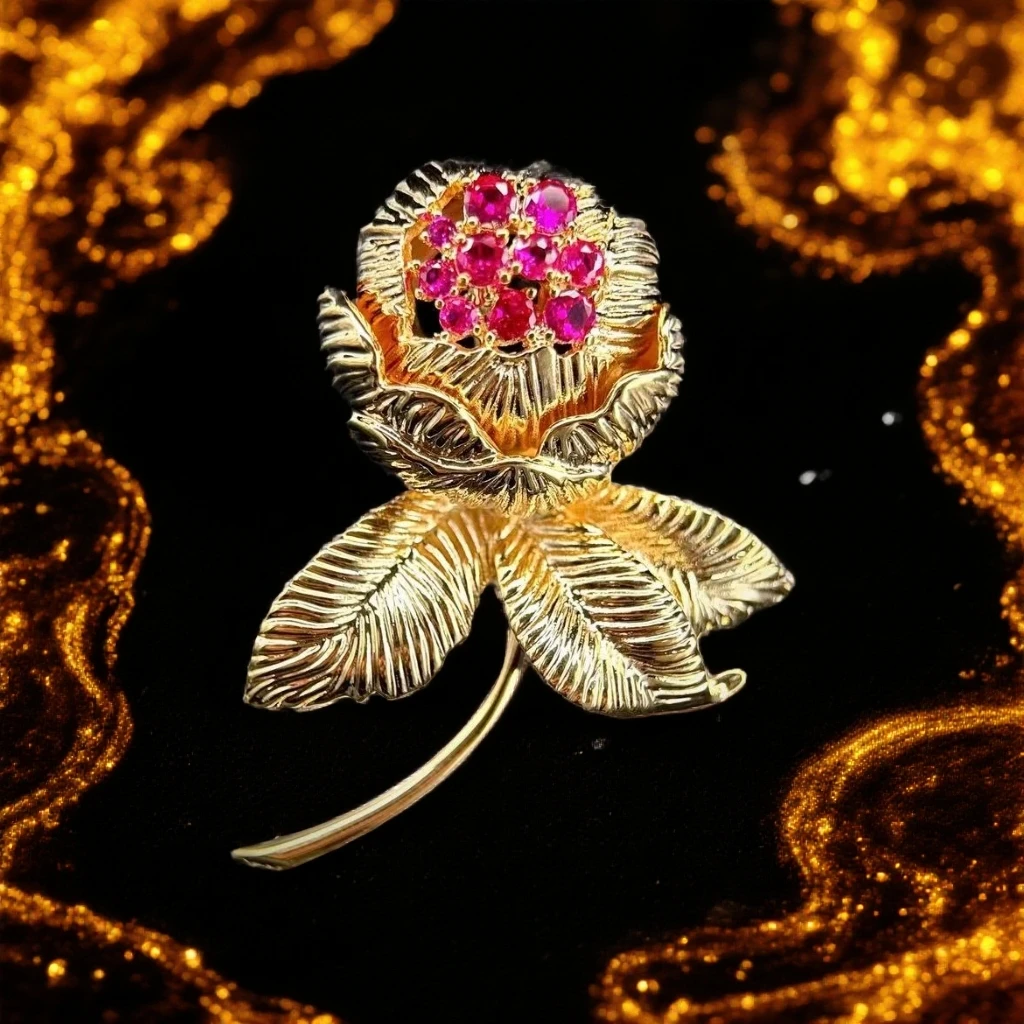 铜合金锆石胸针 30964复古百搭精致玫瑰花胸针轻奢秋冬